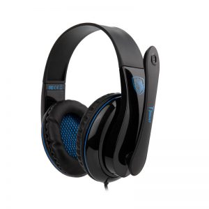 A black SADES SA-701 Tpower gaming headset with a microphone displayed on a white background.