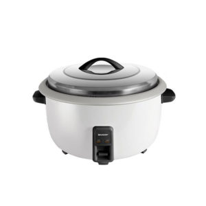 A large Sharp Rice Cooker 8.5L model KSH858CWH sitting on a kitchen counter.