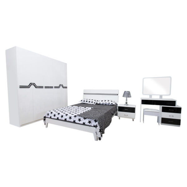 Full Bedroom Set Queen Size With Storage Model No.P010 Color:White & Black