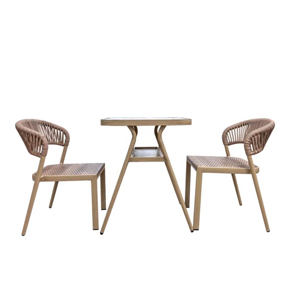 Shining Brown Table with 2 Rattan Chairs - Model A5005