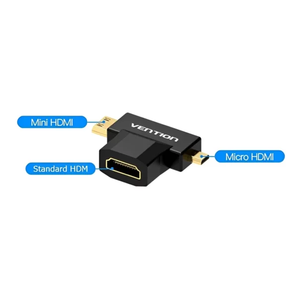 Vention Mini HDMI + Micro HDMI To HDMI Female Black Adapter - AGDB0