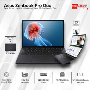 Asus ZenBook Pro DUO, Core Ultra 9 185H, 32GB Ram, 1TB SSD, 14" OLED Touchscreen Win 11 H Laptop - (UX8406MA-PS99T)