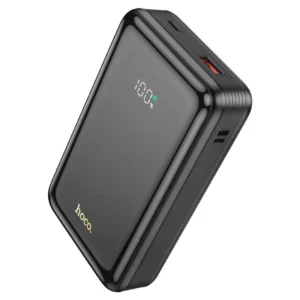 Black HOCO 20000mAh power bank with digital display and fast charging ports