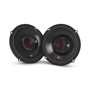 JBL Stage 3 637F 6-1/2 inch three-way component car speaker system in black.