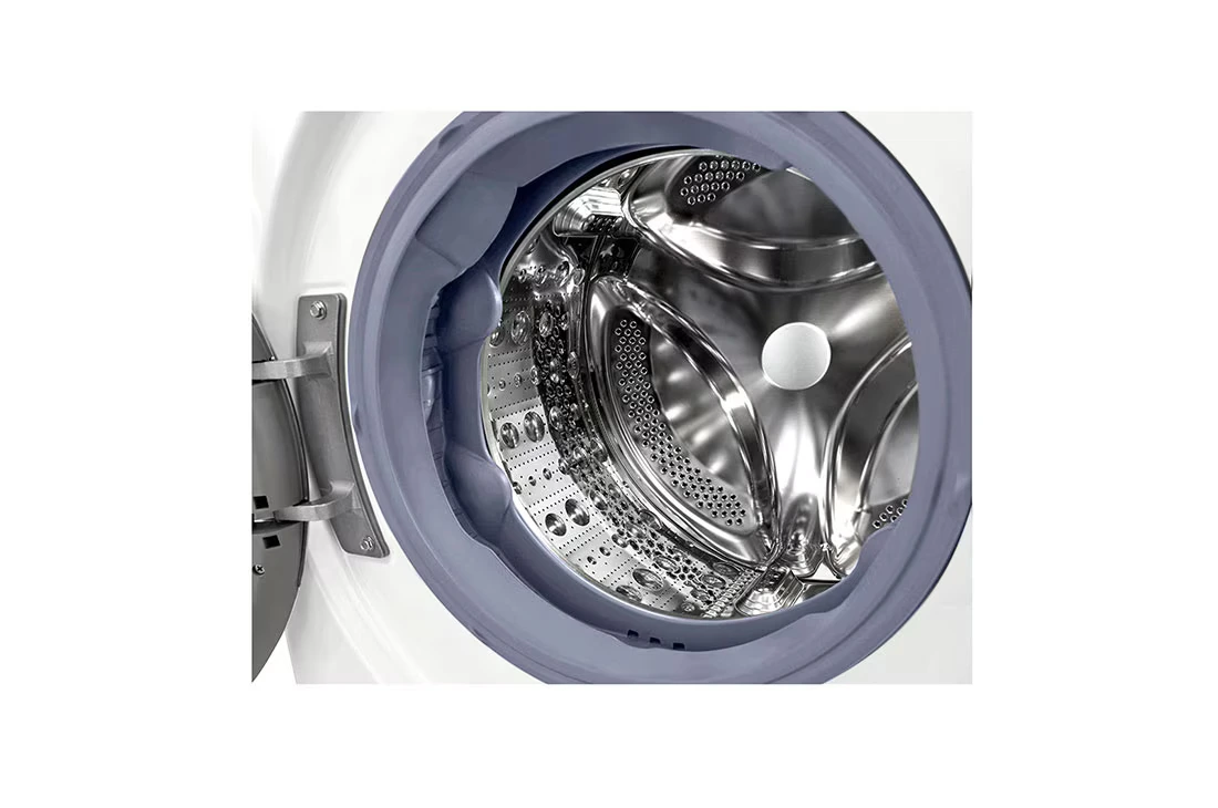 Closer Open view of LG F4V5VGP0W washer dryer combo control panel, white