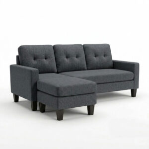 Koumo Corner Sofa Reversible With Ottoman Color: 5092-B-19 Dark Grey Model: KM-172157