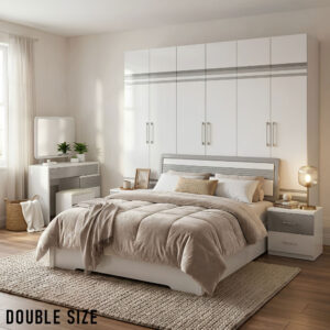 Double Size Bedroom Set with Storage Bed & Open Door Wardrobe Model: P003/6