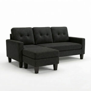 Koumo Reversible Corner Sofa With Ottoman Color: BY09-31 Black Model: KM-172157
