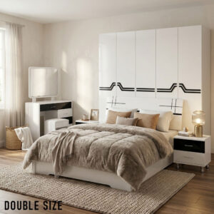Double Size Bedroom Set with Storage Bed & Open Door Wardrobe Model: P002/10