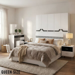 Queen Size Bedroom Set with Storage Bed & Open Door Wardrobe Model: P010